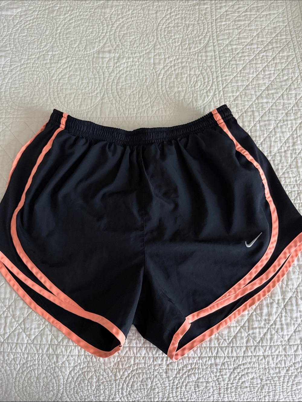 Nike Women's Black Athletic Shorts with Coral Trim
